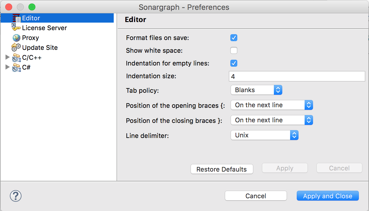 3.3. Editor Preferences