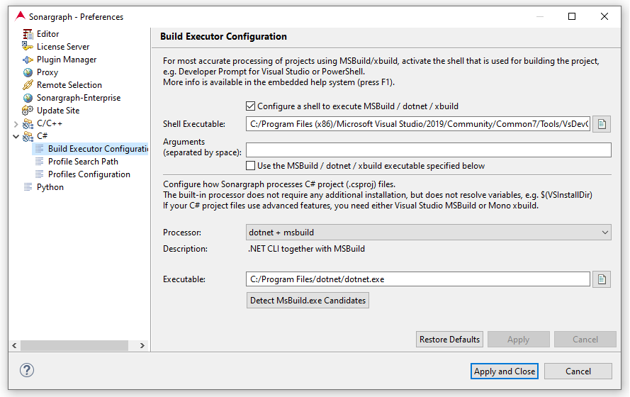 4 9 1 C Build Executor Configuration