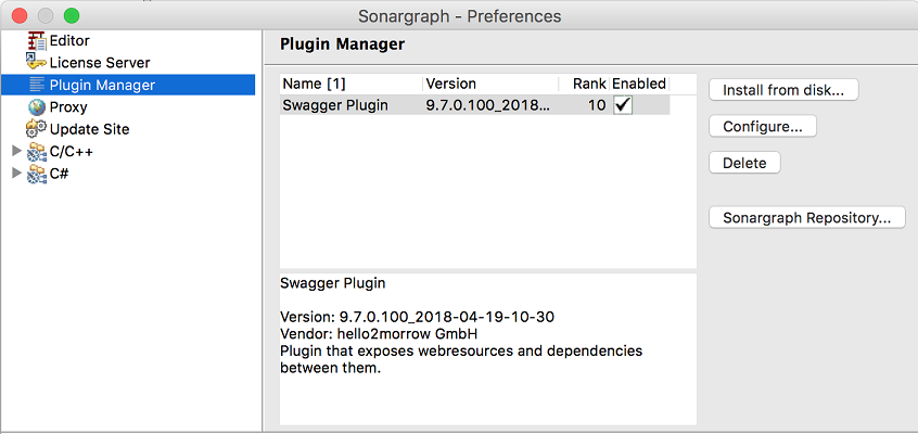 Plugin Manager Preference Page